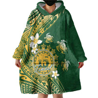 Cook Islands 15 Finest Wearable Blanket Hoodie Plumeria Polynesian Turtle