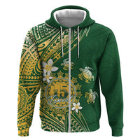 Cook Islands 15 Finest Zip Hoodie Plumeria Polynesian Turtle