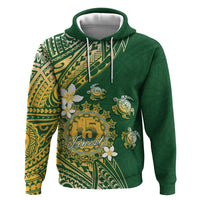 Cook Islands 15 Finest Zip Hoodie Plumeria Polynesian Turtle