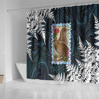 New Zealand Weka Shower Curtain Maori Hen Koru Pattern - Polynesian Pride