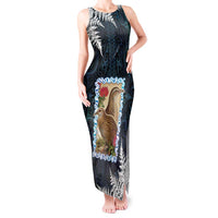 New Zealand Weka Tank Maxi Dress Maori Hen Koru Pattern LT05 Women Black - Polynesian Pride