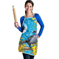 New Zealand Kokako Bird Apron Maori Koru With Kowhai Flowers - Polynesian Pride