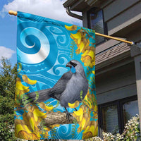 New Zealand Kokako Bird Garden Flag Maori Koru With Kowhai Flowers LT05 - Polynesian Pride
