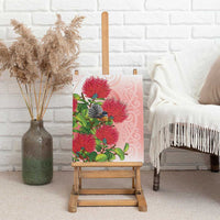New Zealand Fantail Canvas Wall Art Maori Koru With Pohutukawa Flowers - Polynesian Pride