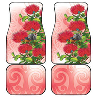 New Zealand Fantail Car Mats Maori Koru With Pohutukawa Flowers LT05 - Polynesian Pride