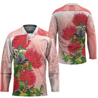 New Zealand Fantail Hockey Jersey Maori Koru With Pohutukawa Flowers - Polynesian Pride