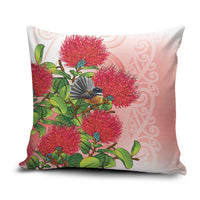 New Zealand Fantail Pillow Cover Maori Koru With Pohutukawa Flowers LT05 Red - Polynesian Pride