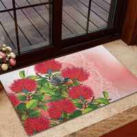 New Zealand Fantail Rubber Doormat Maori Koru With Pohutukawa Flowers - Polynesian Pride