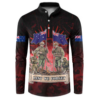 Australia And New Zealand ANZAC Day Button Sweatshirt Soldiers Lest We Forget LT05 Red - Polynesian Pride