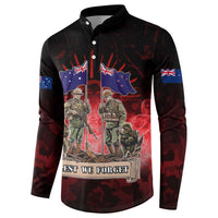 Australia And New Zealand ANZAC Day Button Sweatshirt Soldiers Lest We Forget LT05 - Polynesian Pride