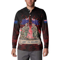 Australia And New Zealand ANZAC Day Button Sweatshirt Soldiers Lest We Forget LT05 - Polynesian Pride