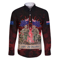 Australia And New Zealand ANZAC Day Family Matching Off The Shoulder Long Sleeve Dress and Hawaiian Shirt Soldiers Lest We Forget
