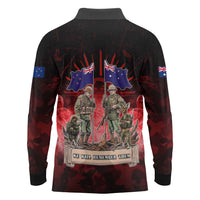 Australia And New Zealand ANZAC Day Long Sleeve Polo Shirt Soldiers Lest We Forget LT05 - Polynesian Pride