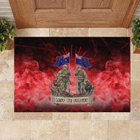 Australia And New Zealand ANZAC Day Rubber Doormat Soldiers Lest We Forget LT05 Red - Polynesian Pride