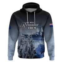 New Zealand ANZAC Day Zip Hoodie HMNZS Achilles We Will Remember Them LT05 Pullover Hoodie Blue - Polynesian Pride