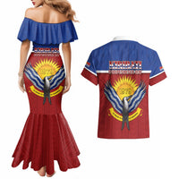Kiribati 45th Independence Day Couples Matching Mermaid Dress and Hawaiian Shirt Lesser Frigatebird Tribal Pattern LT05 - Polynesian Pride