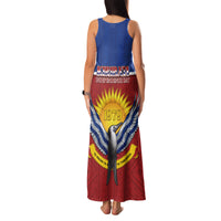 Kiribati 45th Independence Day Family Matching Tank Maxi Dress and Hawaiian Shirt Lesser Frigatebird Tribal Pattern