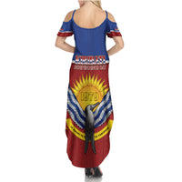 Kiribati 45th Independence Day Summer Maxi Dress Lesser Frigatebird Tribal Pattern LT05 - Polynesian Pride