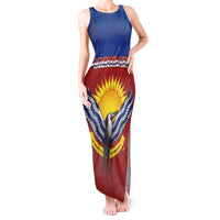 Kiribati 45th Independence Day Tank Maxi Dress Lesser Frigatebird Tribal Pattern LT05 Women Red - Polynesian Pride