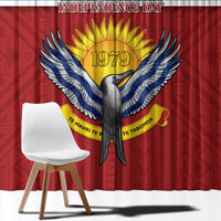 Kiribati 45th Independence Day Window Curtain Lesser Frigatebird Tribal Pattern