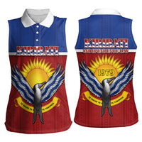 Kiribati 45th Independence Day Women Sleeveless Polo Shirt Lesser Frigatebird Tribal Pattern