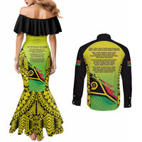 Vanuatu 46th Independence Couples Matching Mermaid Dress and Long Sleeve Button Shirt Special Style LT05 - Polynesian Pride