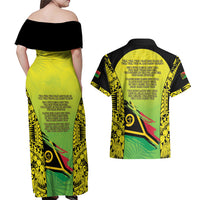 Vanuatu 46th Independence Couples Matching Off Shoulder Maxi Dress and Hawaiian Shirt Special Style LT05 - Polynesian Pride