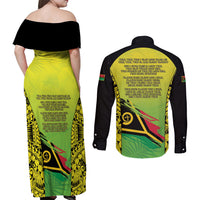 Vanuatu 46th Independence Couples Matching Off Shoulder Maxi Dress and Long Sleeve Button Shirt Special Style LT05 - Polynesian Pride