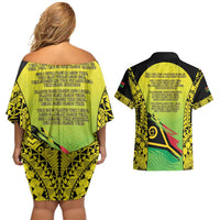 Vanuatu 46th Independence Couples Matching Off Shoulder Short Dress and Hawaiian Shirt Special Style LT05 - Polynesian Pride