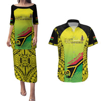 Vanuatu 46th Independence Couples Matching Puletasi and Hawaiian Shirt Special Style LT05 Yellow - Polynesian Pride