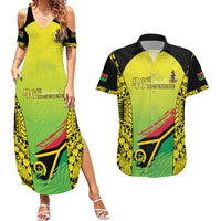 Vanuatu 46th Independence Couples Matching Summer Maxi Dress and Hawaiian Shirt Special Style LT05 Yellow - Polynesian Pride