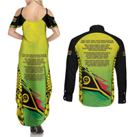 Vanuatu 46th Independence Couples Matching Summer Maxi Dress and Long Sleeve Button Shirt Special Style LT05 - Polynesian Pride