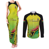 Vanuatu 46th Independence Couples Matching Tank Maxi Dress and Long Sleeve Button Shirt Special Style LT05 Yellow - Polynesian Pride