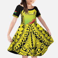 Vanuatu 46th Independence Family Matching Mermaid Dress and Hawaiian Shirt Special Style LT05 Daughter's Dress Yellow - Polynesian Pride