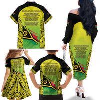 Vanuatu 45th Independence Family Matching Off The Shoulder Long Sleeve Dress and Hawaiian Shirt Special Style - Polynesian Pride