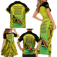 Vanuatu 46th Independence Family Matching Short Sleeve Bodycon Dress and Hawaiian Shirt Special Style LT05 - Polynesian Pride