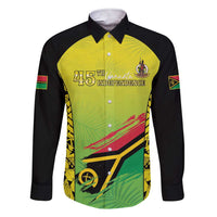 Vanuatu 46th Independence Family Matching Short Sleeve Bodycon Dress and Hawaiian Shirt Special Style LT05 Dad's Shirt - Long Sleeve Yellow - Polynesian Pride