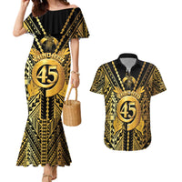 Vanuatu 46th Anniversary Of Independence Couples Matching Mermaid Dress and Hawaiian Shirt Gold Style LT05 Gold - Polynesian Pride