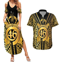 Vanuatu 46th Anniversary Of Independence Couples Matching Summer Maxi Dress and Hawaiian Shirt Gold Style LT05 Gold - Polynesian Pride