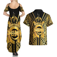 Vanuatu 46th Anniversary Of Independence Couples Matching Summer Maxi Dress and Hawaiian Shirt Gold Style LT05 - Polynesian Pride