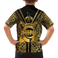 Vanuatu 46th Anniversary Of Independence Family Matching Off Shoulder Maxi Dress and Hawaiian Shirt Gold Style LT05 - Polynesian Pride