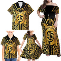 Vanuatu 46th Anniversary Of Independence Family Matching Off Shoulder Maxi Dress and Hawaiian Shirt Gold Style LT05 - Polynesian Pride