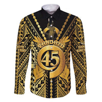 Vanuatu 46th Anniversary Of Independence Family Matching Off Shoulder Maxi Dress and Hawaiian Shirt Gold Style LT05 Dad's Shirt - Long Sleeve Gold - Polynesian Pride