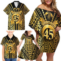 Vanuatu 46th Anniversary Of Independence Family Matching Off Shoulder Short Dress and Hawaiian Shirt Gold Style LT05 - Polynesian Pride