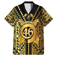 Vanuatu 46th Anniversary Of Independence Family Matching Off Shoulder Short Dress and Hawaiian Shirt Gold Style LT05 Dad's Shirt - Short Sleeve Gold - Polynesian Pride