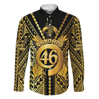 Vanuatu 46th Anniversary Of Independence Family Matching Off Shoulder Short Dress and Hawaiian Shirt Gold Style LT05 Dad's Shirt - Long Sleeve Gold - Polynesian Pride