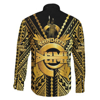Vanuatu 46th Anniversary Of Independence Family Matching Off Shoulder Short Dress and Hawaiian Shirt Gold Style LT05 - Polynesian Pride