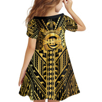 Vanuatu 46th Anniversary Of Independence Family Matching Summer Maxi Dress and Hawaiian Shirt Gold Style LT05 - Polynesian Pride