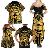 Vanuatu 46th Anniversary Of Independence Family Matching Summer Maxi Dress and Hawaiian Shirt Gold Style LT05 - Polynesian Pride