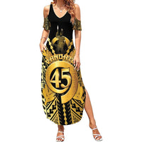 Vanuatu 46th Anniversary Of Independence Family Matching Summer Maxi Dress and Hawaiian Shirt Gold Style LT05 Mom's Dress Gold - Polynesian Pride